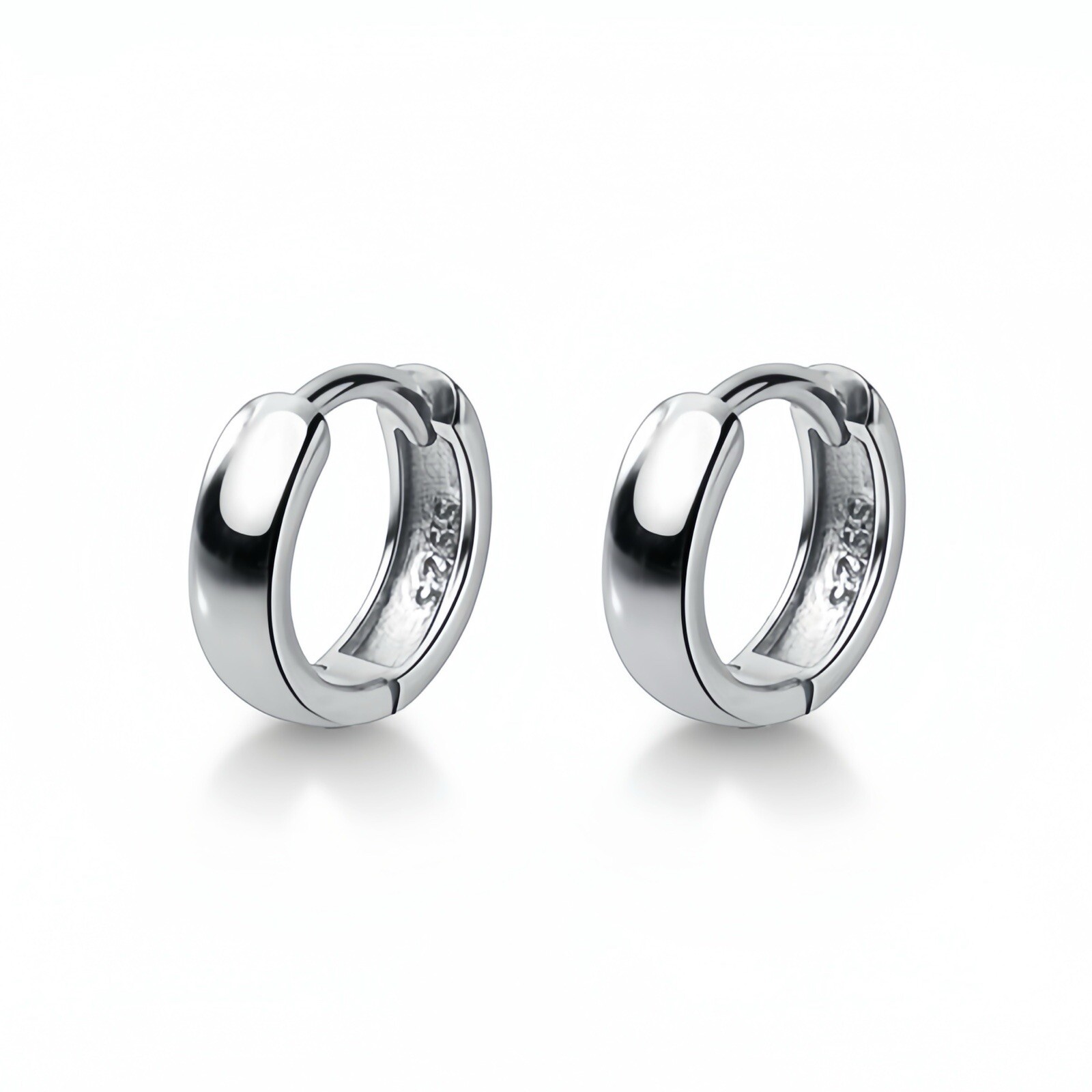 Plain Solid Silver Hoop S925 Huggie Earrings 2nd Holes Multiple Size unisex