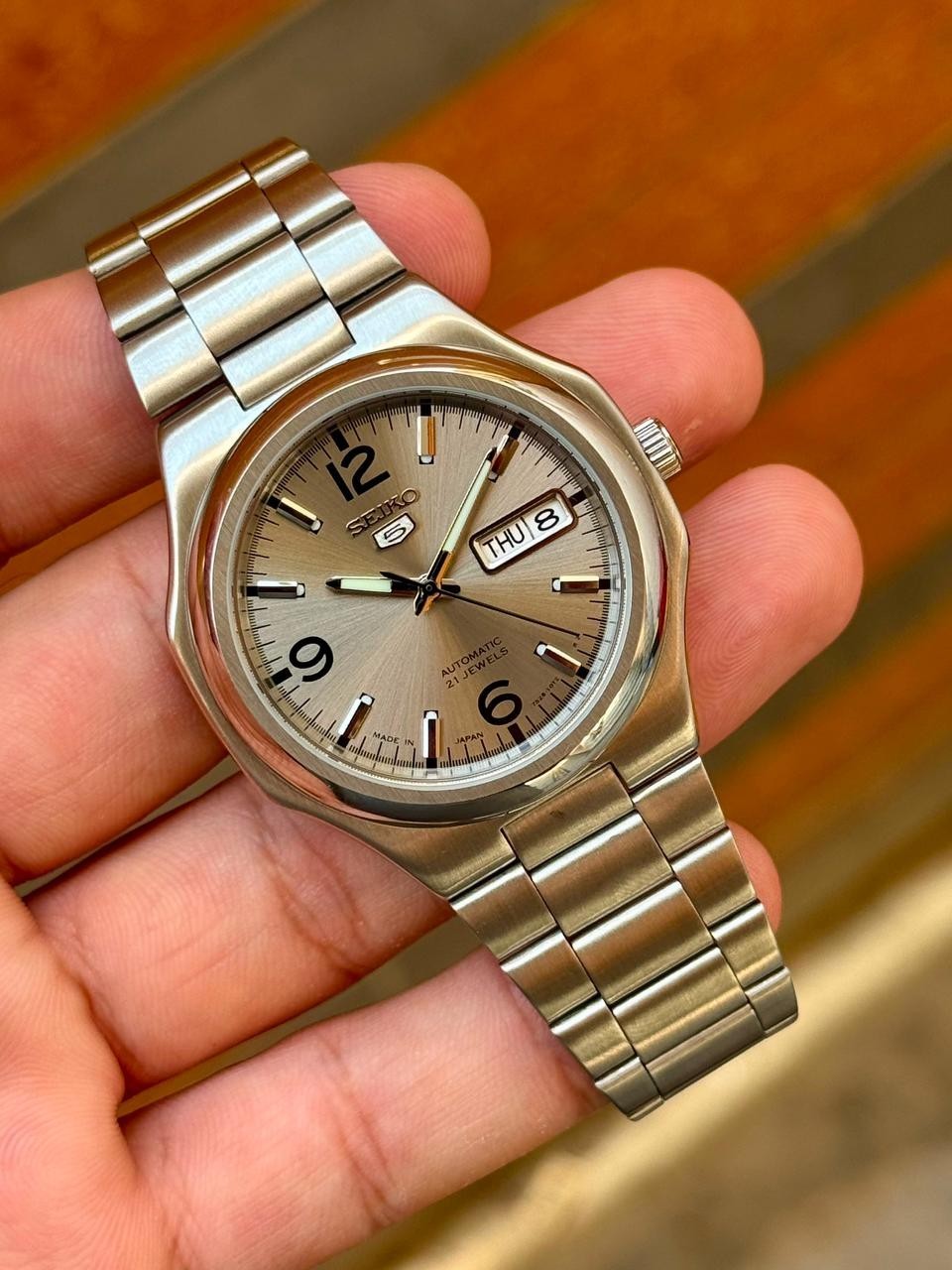 Seiko 5 SNKK55 Automatic Grey Day-Date Stainless Steel Men’s Watch