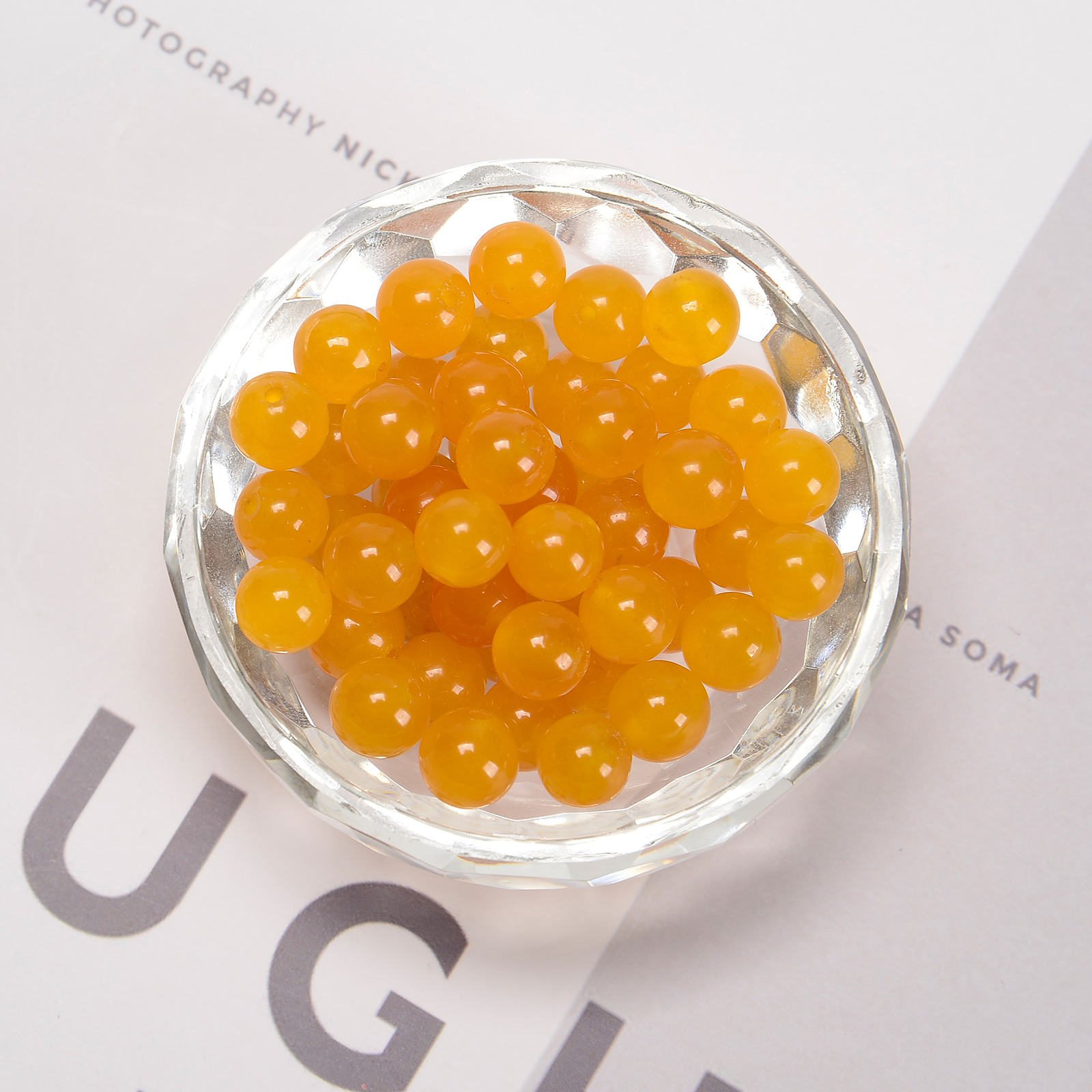 Dark Yellow Dyed Jade Smooth Round Beads 4mm 6mm 8mm 10mm 15.5″ Strand