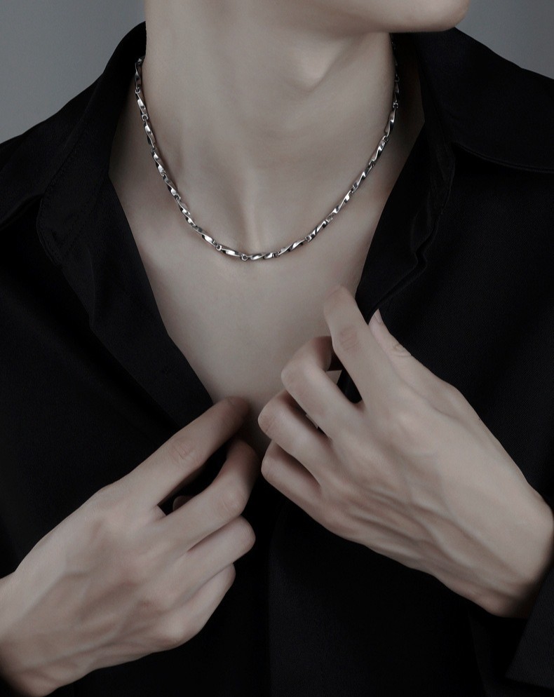 Stainless Faceted Oval Link Chain Necklace Unisex Minimalist Layering Chain