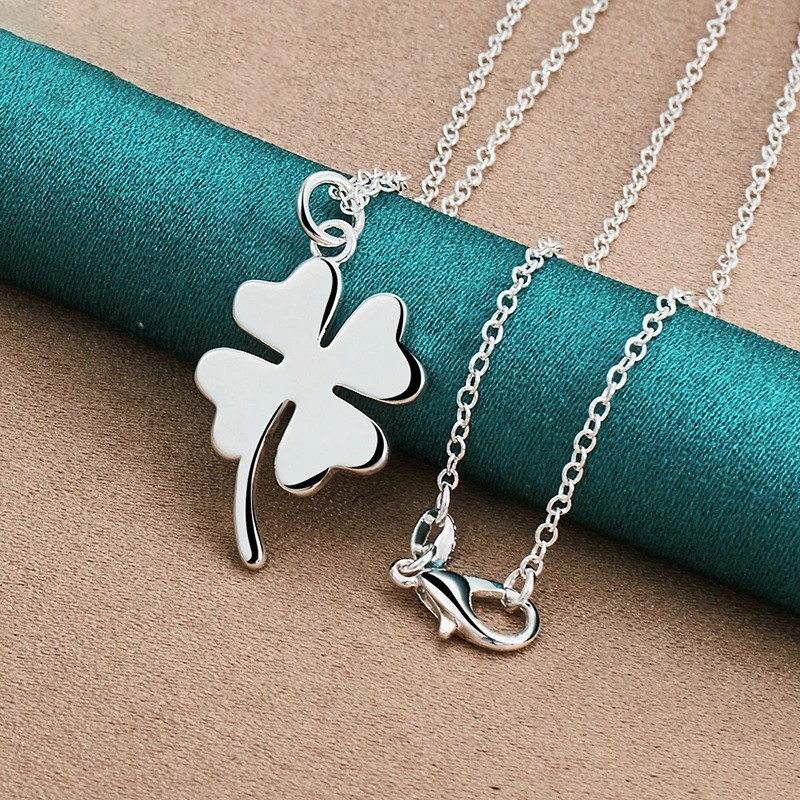 925 Sterling Silver Four Leaf Clover Pendant Necklace Women 16-30 Inch Chain