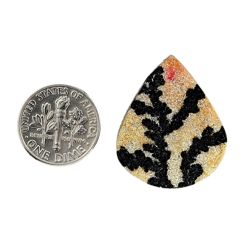 Germany Psilomelane Dendrite 23.6×28.5×5.5 mm Pear Shape Gemstone LS111-06210