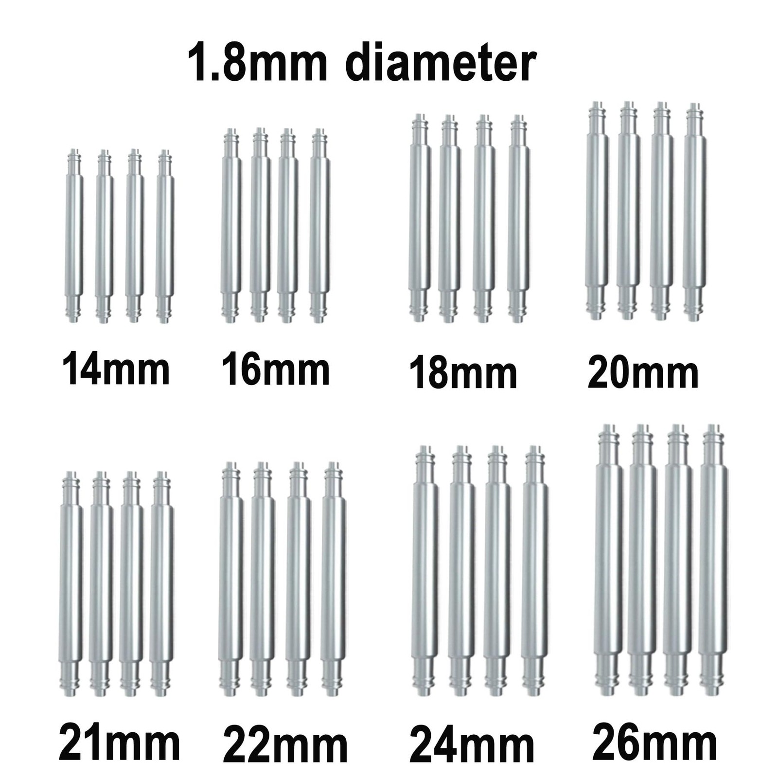 LDDAL Watch Band Pins，32pcs Thickness Heavy Duty Spring Bar 1.5mm/1.8mm 316L