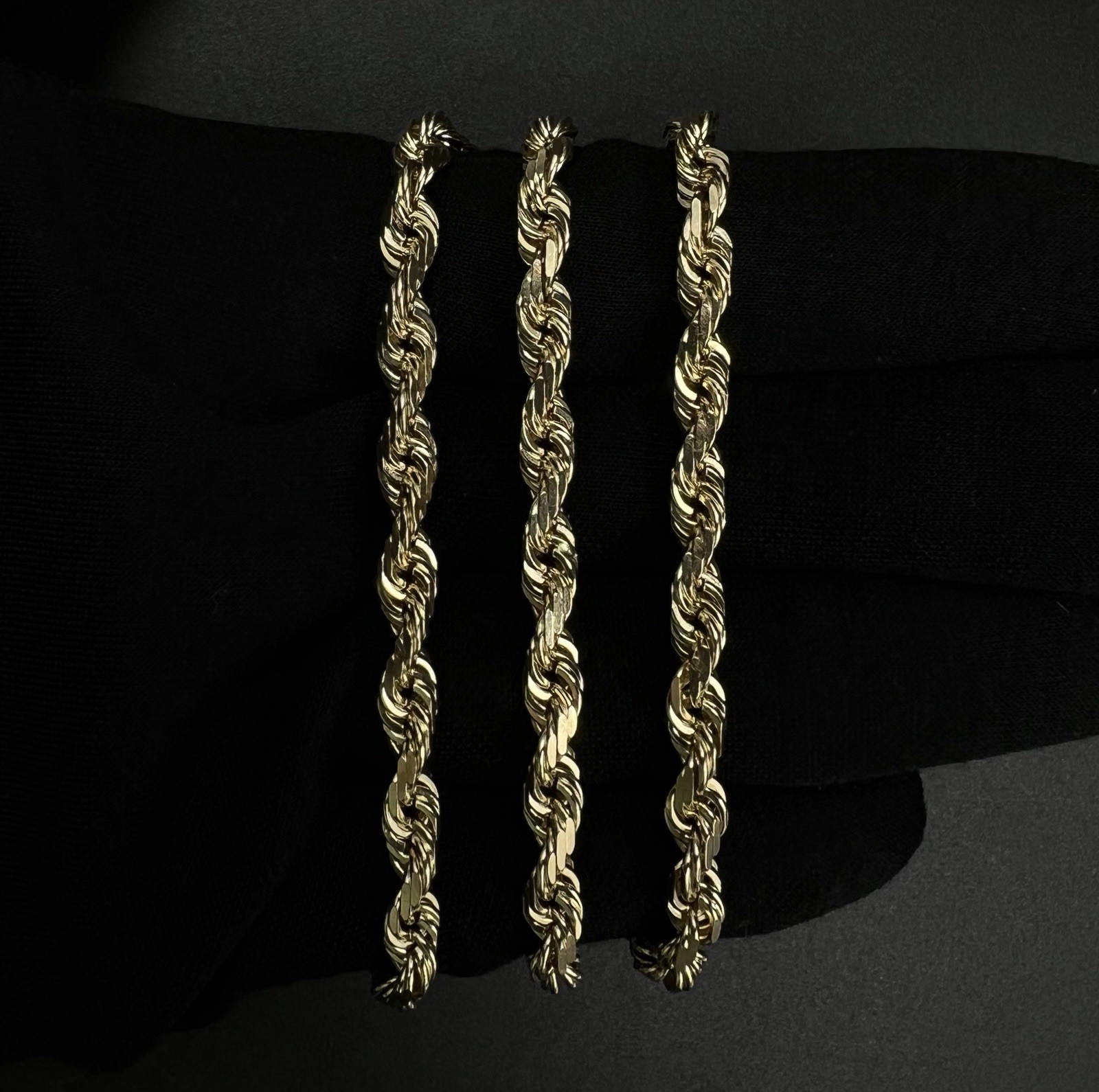 24” 10K Solid Yellow Gold Diamond Cut Rope Chain | 48.93g | 5.5mm | Lobster |