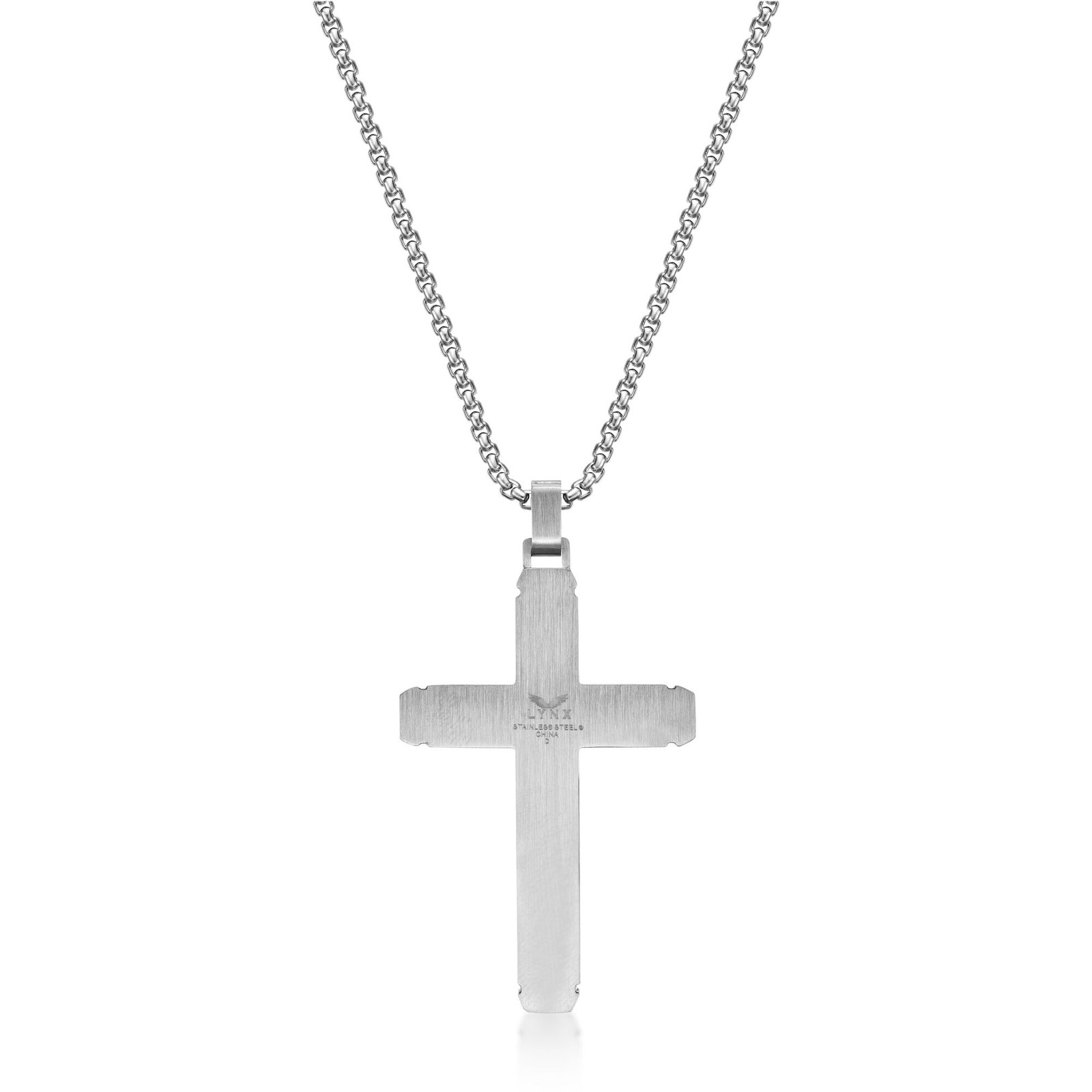 Stainless Steel Black Ion Plated Cross Pendant with 0.02ct. Black Diamonds – 24″