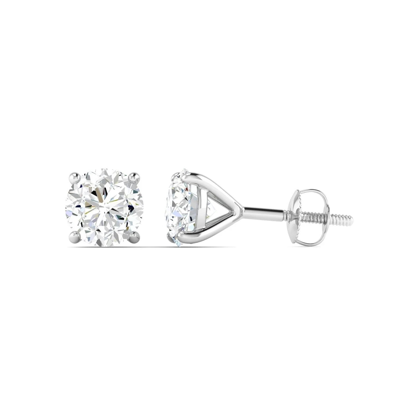 5 Ct G/VS Round Lab Grown Diamond Earrings Real 14K White Gold Screwback Studs