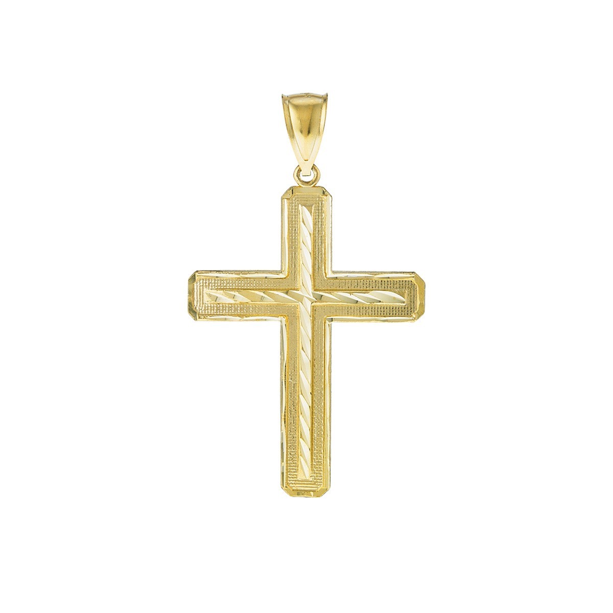 14k solid yellow gold diamond cut cross 3.7 grams