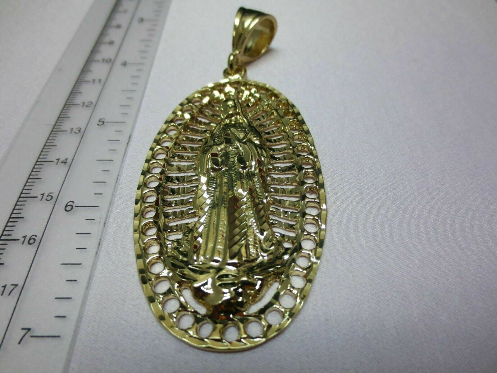 14 KT GOLD PLATED LG ( 3 1/2″) MADONNA VIRGIN MARY CHARM PENDANT-7501
