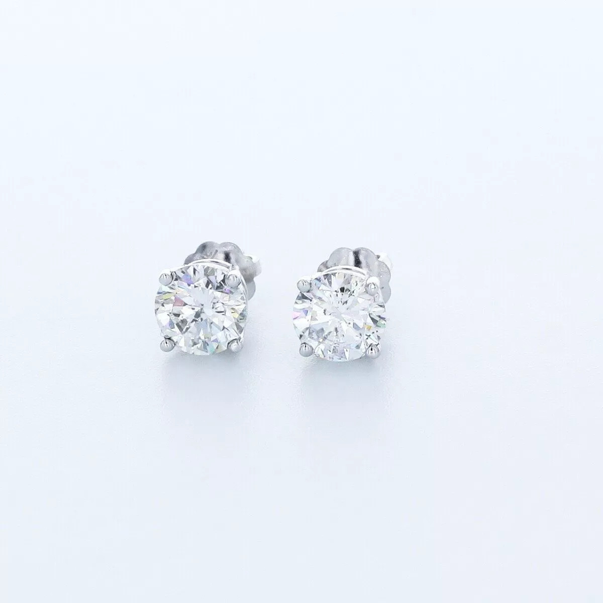 Stud Earrings Solid 14K White Gold Classic 0.50 CT Round Natural Diamond G VS2