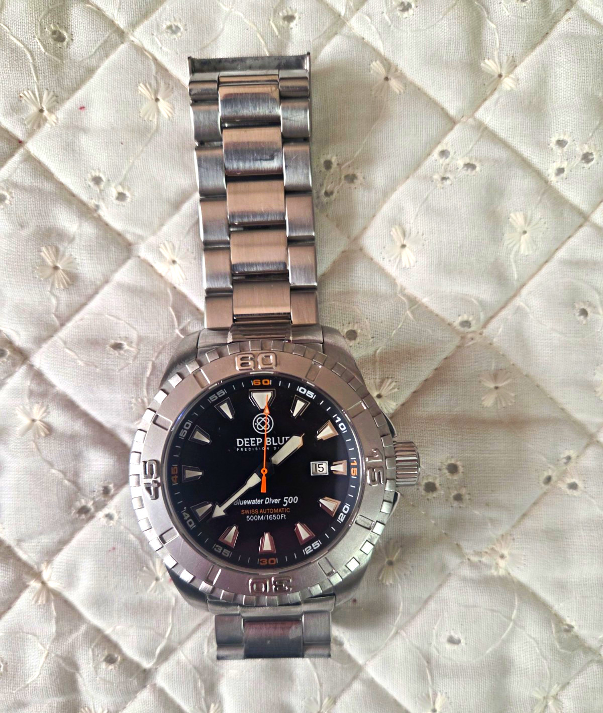Deep Blue Bluewater Diver 500 Men’s Automatic 500m 48mm SS Black/Orange