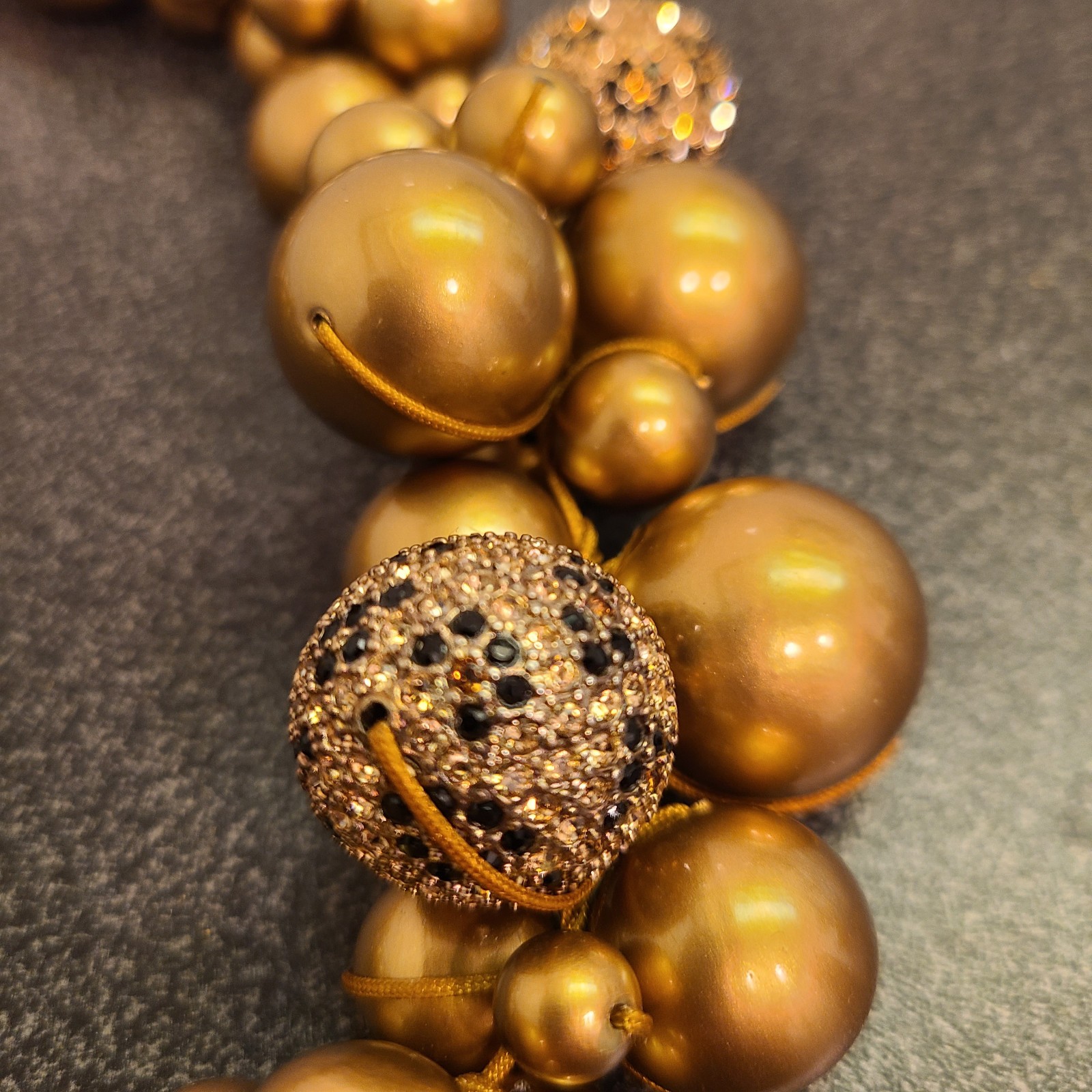 ABS Allen Schwartz Chunky Choker Necklace Giant Gold pearl Statement pc Art Deco
