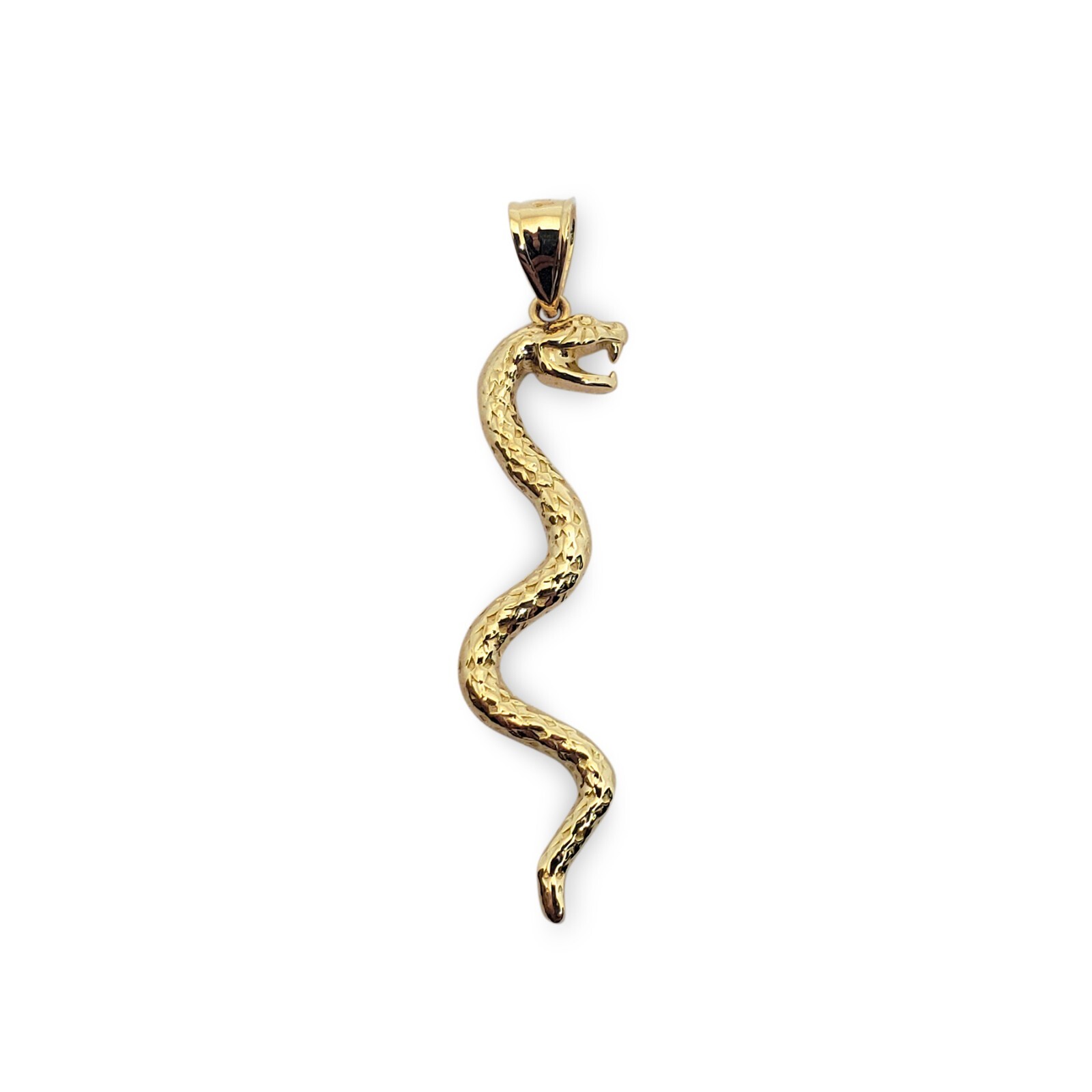 Solid 18K Yellow Gold Snake Pendant Charm, 1.5 grams, 1 1/2″ long
