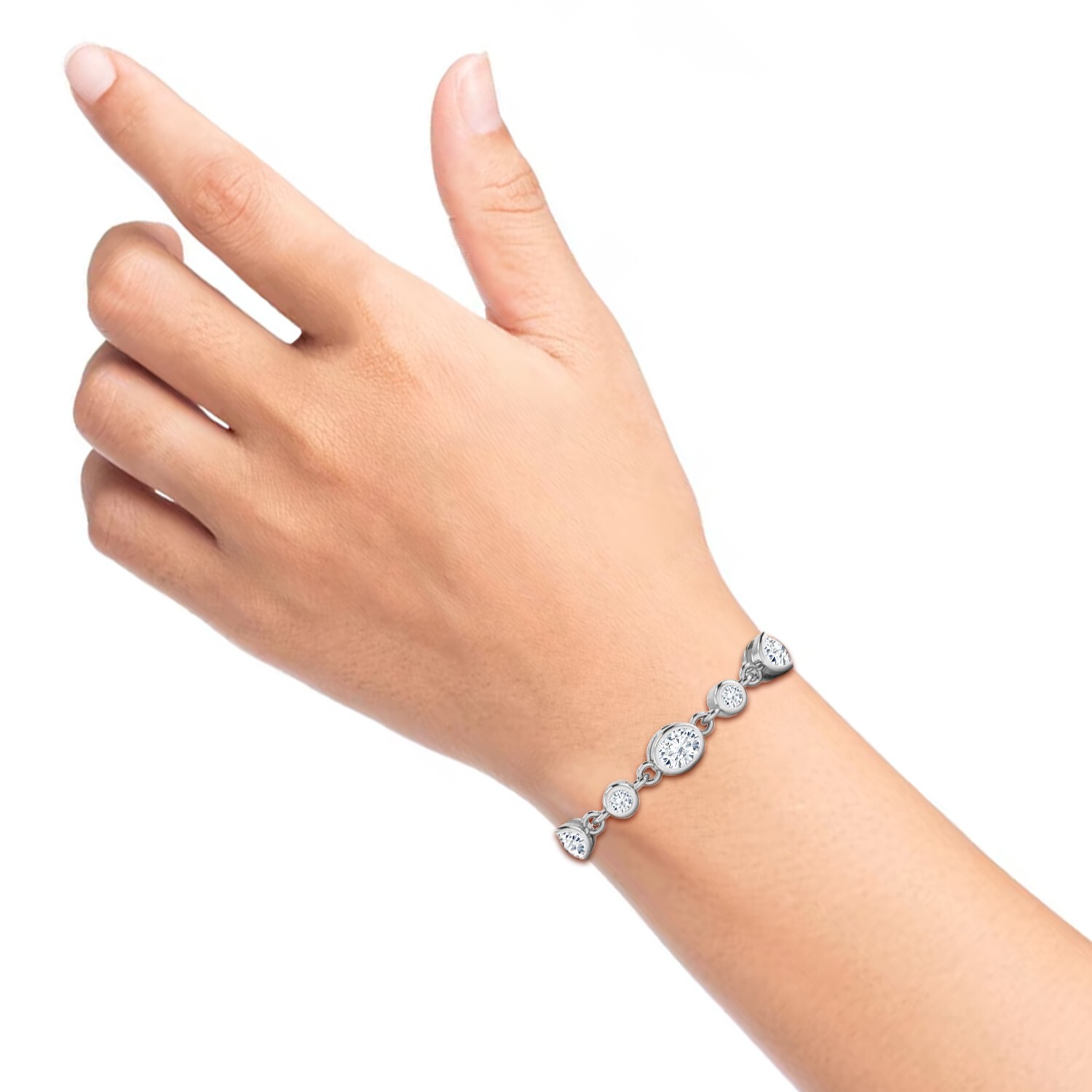 Lab Grown Diamond 925 Sterling Silver Tennis Bracelet April #1002