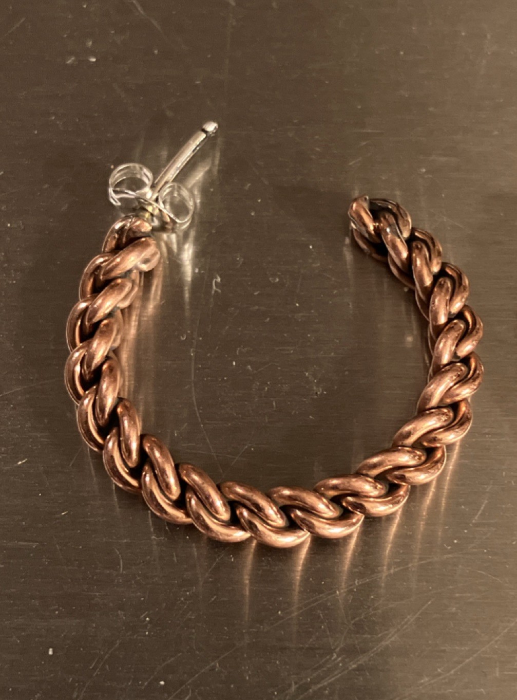 Twisted Wire Hoop Earrings, Copper Butterfly Closure, Round, 1.25”