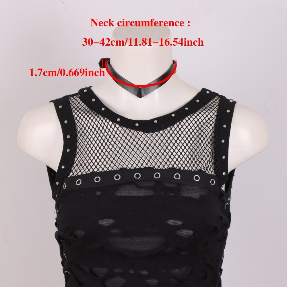 Gothic Faux Leather Choker Necklace, Adjustable, Party Festival Elegant Style
