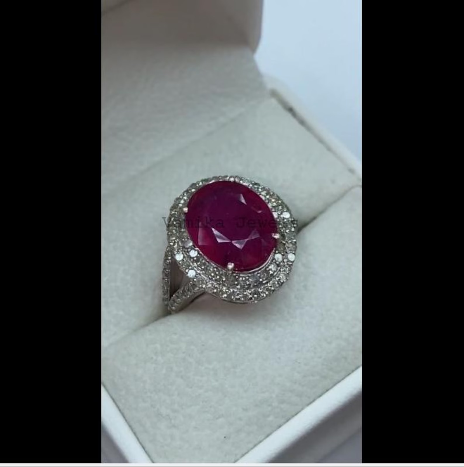 4.60 Ct Oval Cut Natural Ruby Diamond Engagement Ring 14K Solid White Gold 6