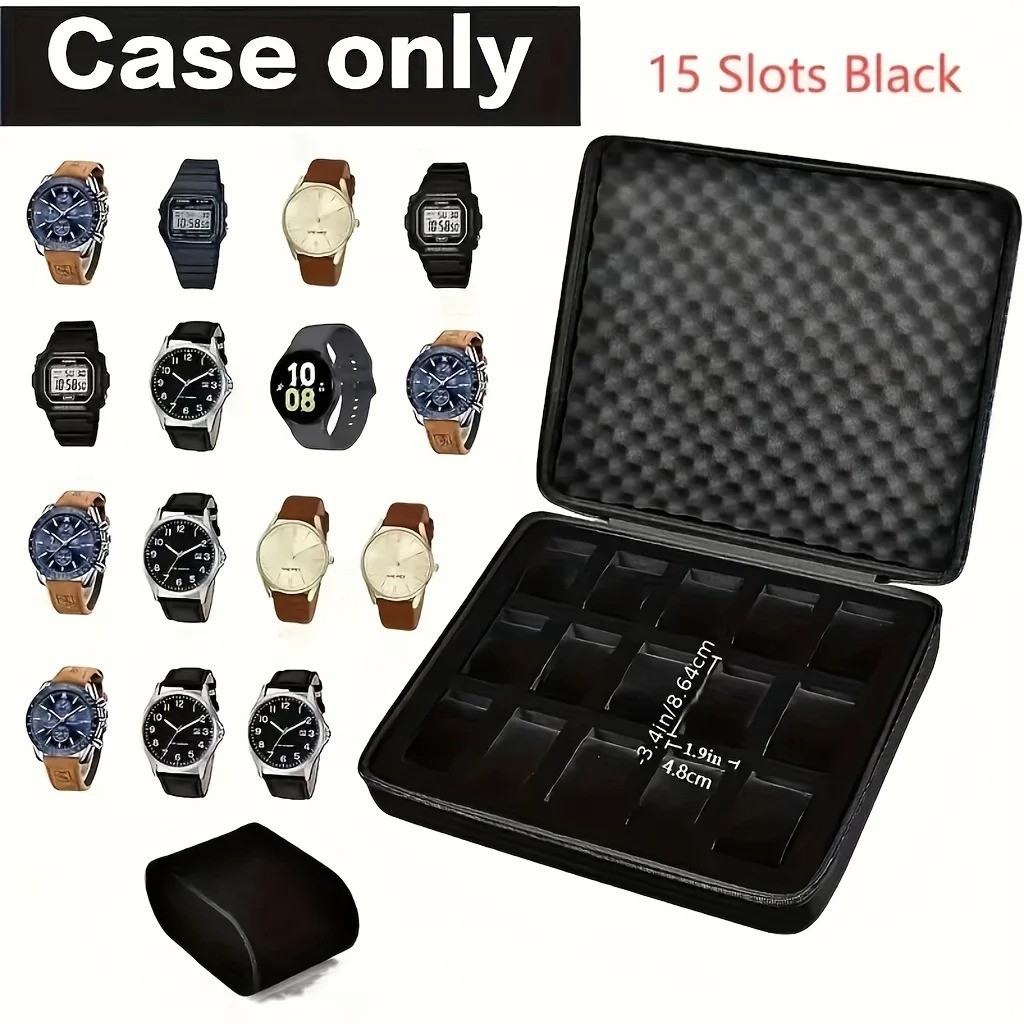 15 Slot Watch Storage Box Organizer Case Portable watch Display Cabinet Holder