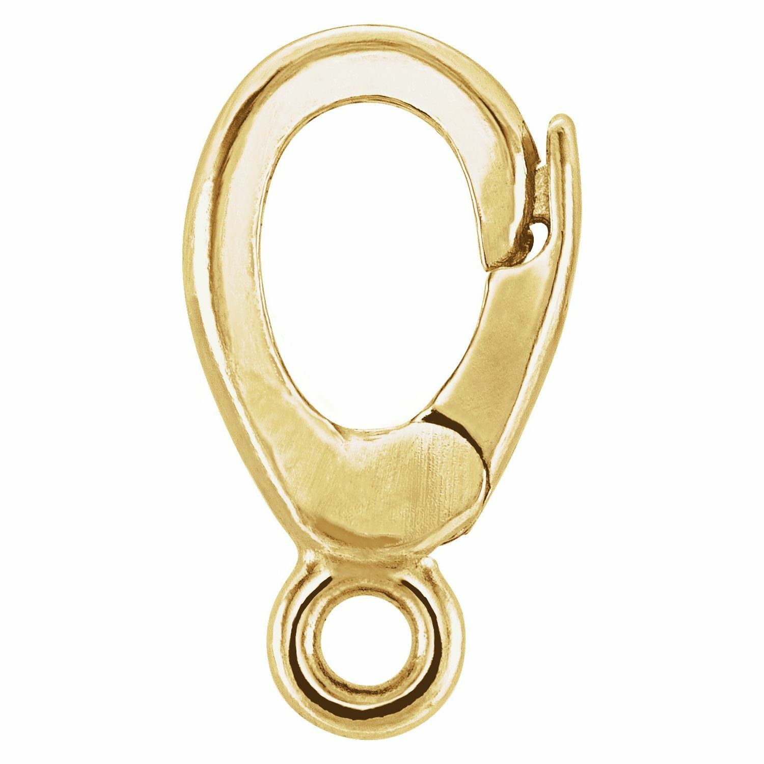 14K 18K Gold Platinum Silver Oval Elongated Charm Bail Lobster Claw Clasp w/Ring
