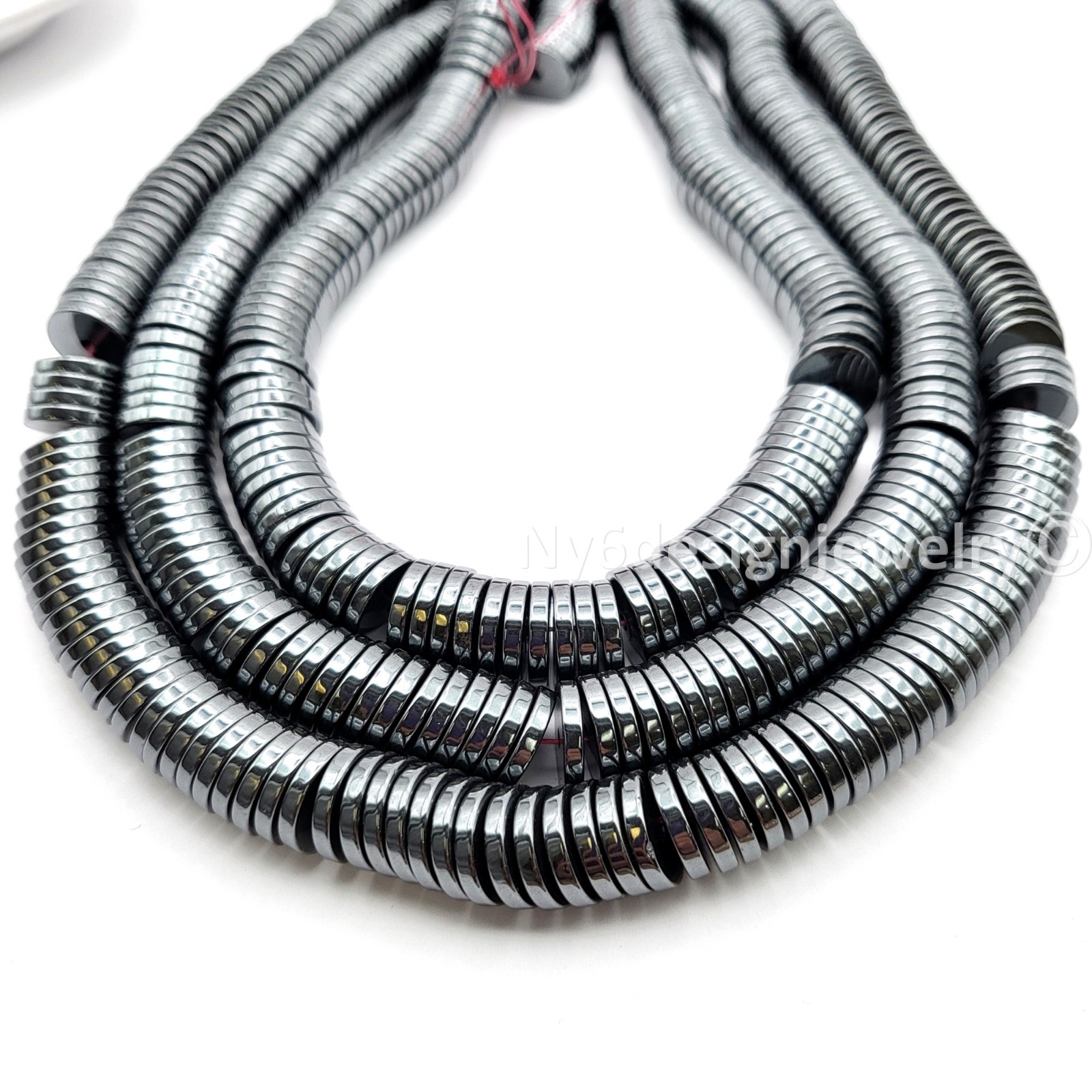 Black Hematite Heishi Beads Flat Rondelle Gemstone Strand 12x2mm 15”