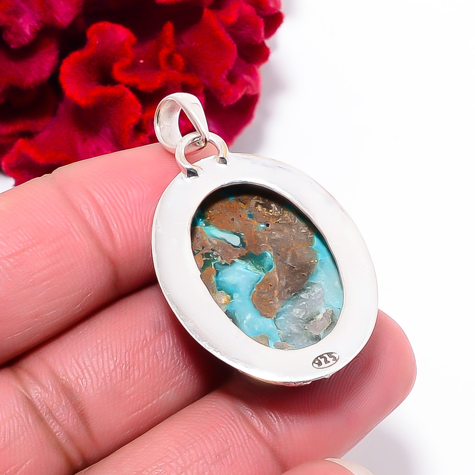 Chrysocolla – Peru Gemstone 925 Sterling Silver Pendant 1.72″ P102065