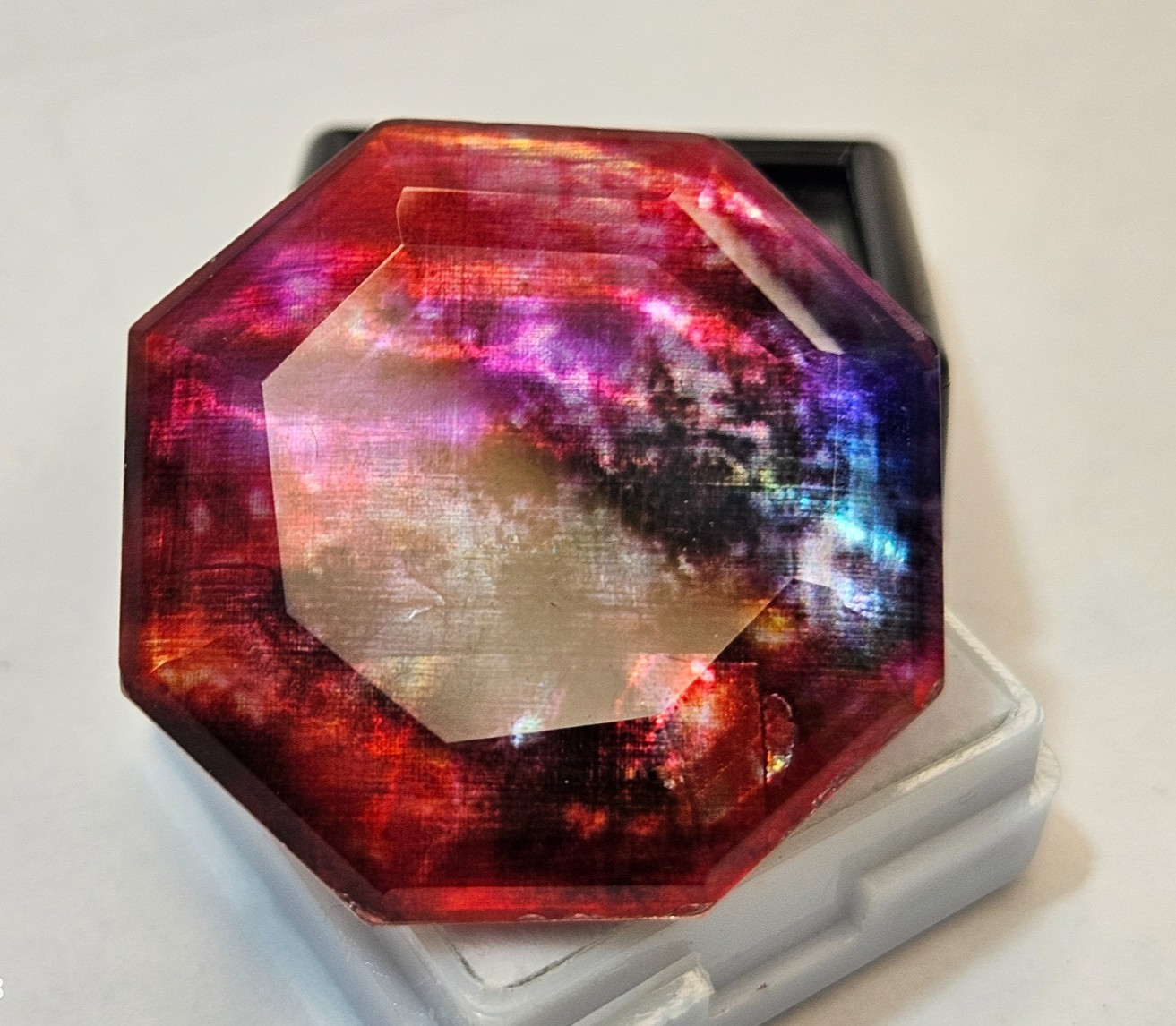 Opal-like Organic Doublet Opal HUGE Ammolite Hexagon Cut 65 Ct Gemstone