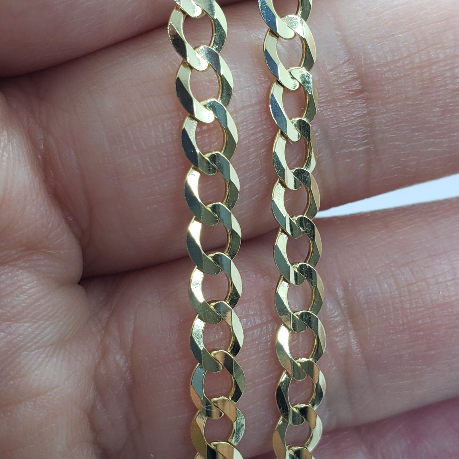 10K Yellow Gold Solid Cuban Link Chain Curb Necklace Bracelet 1.8mm-4mm, 7″~30″