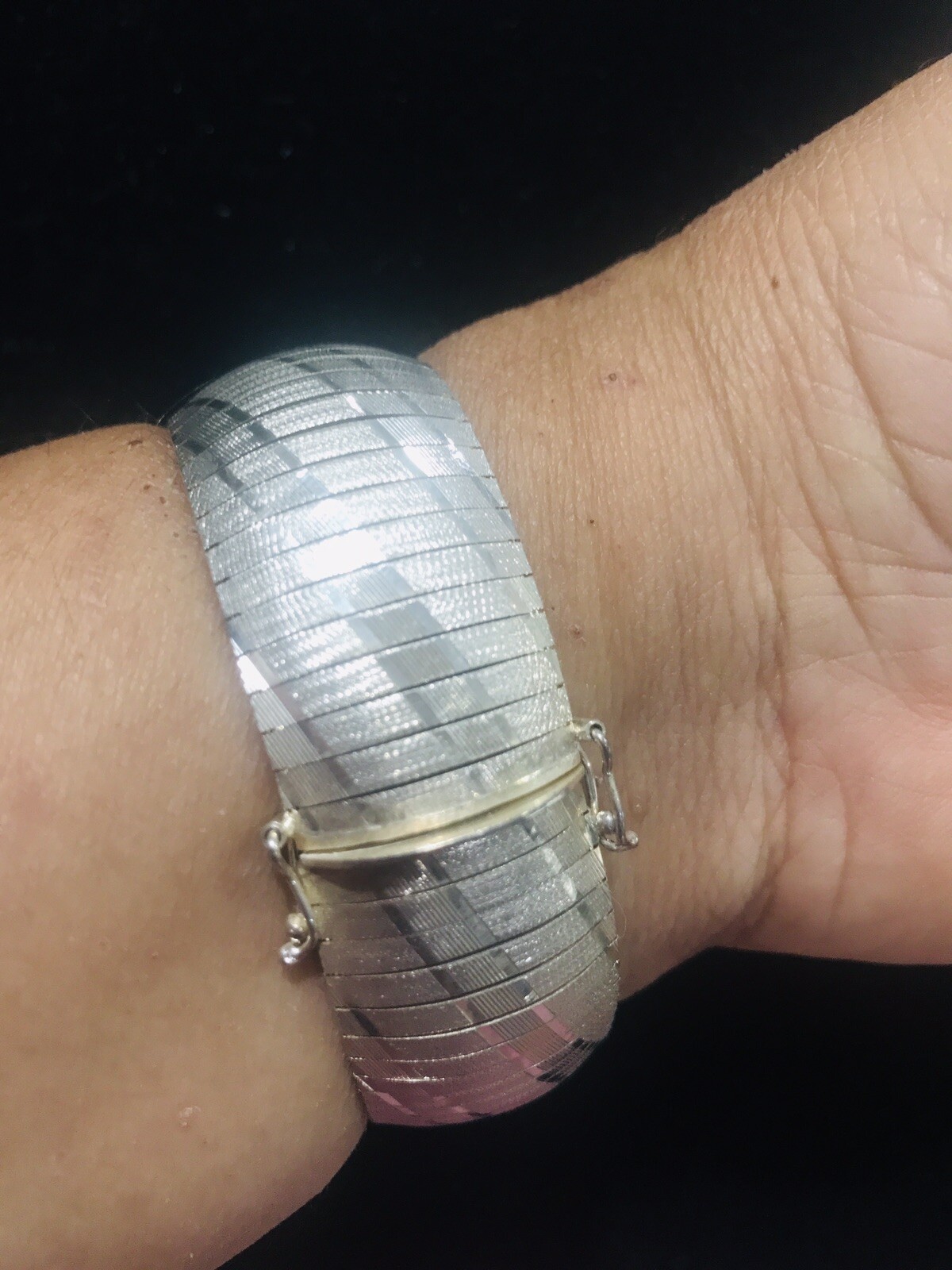 vintage sterling silver diamond cut bracelet italy SU 28.5 Grams 7.5”