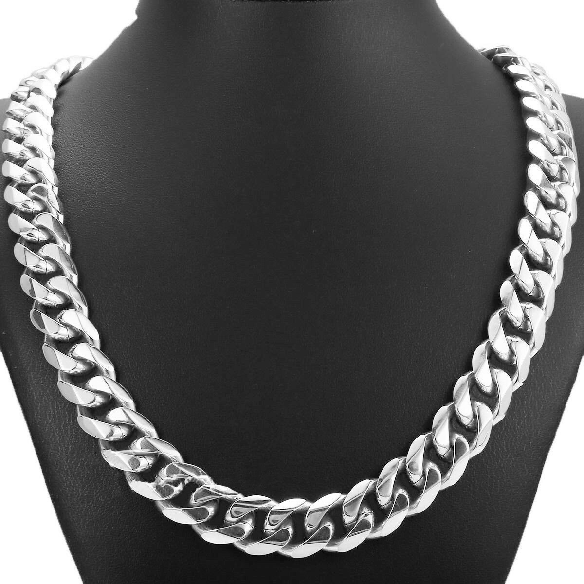 8″-40″ Top 316L Stainless Steel Heavy Link Silver Curb Cuban Chain Men Necklace
