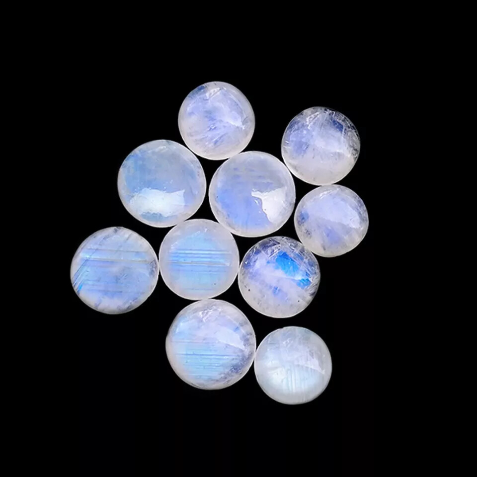 [WHOLESALE] NATURAL RAINBOW MOONSTONE CABOCHON ROUND SHAPE LOOSE GEMSTONE