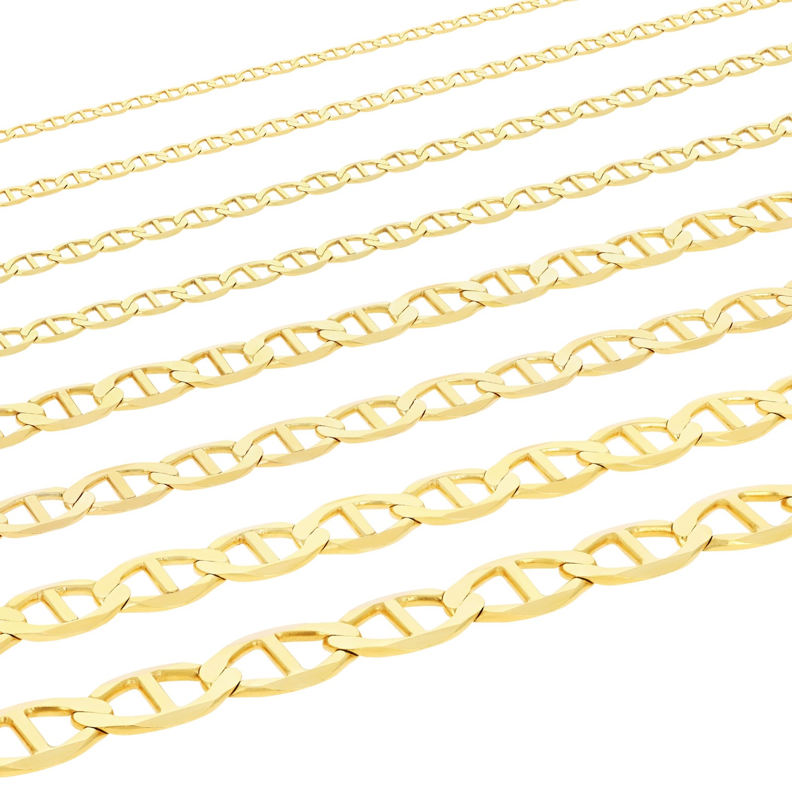 10K Yellow Gold Solid 2mm-9mm Mariner Anchor Link Chain Necklace Bracelet 7″-30″