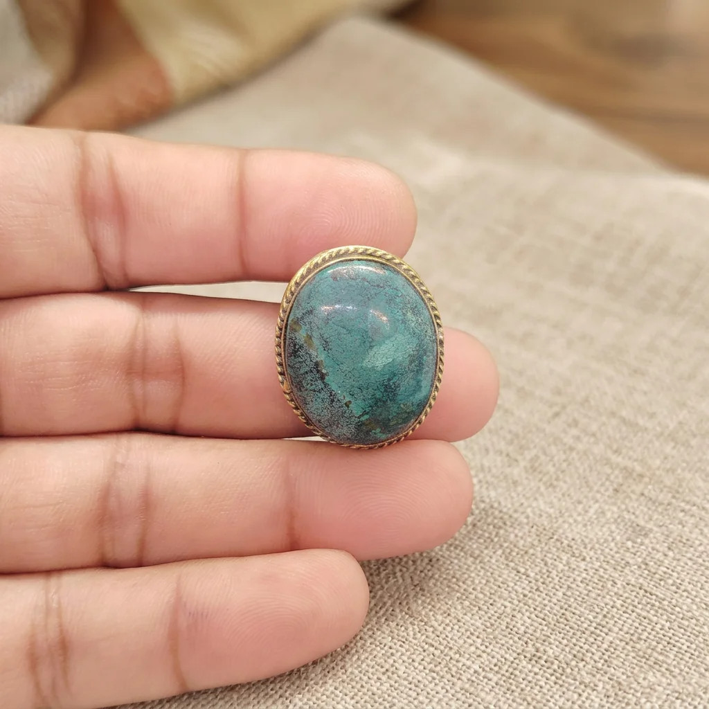 Tibetan Turquoise Brass Groove Cabochon Teardrop Gemstone Jewelry Making