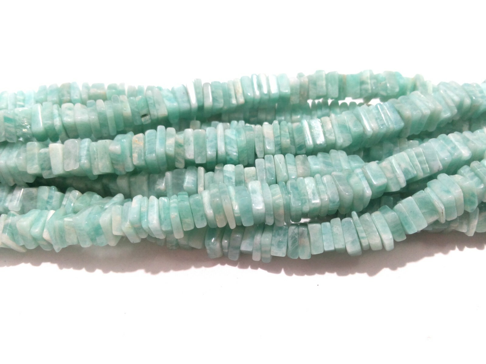 1 Strand Natural Amazonite Square Heishi Cut Choki Smooth 5-6mm Beads 16″inch