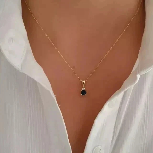 Simulated Blue Sapphire 2Ct Solitaire Pendant Necklaces 14k Yellow Gold Plated