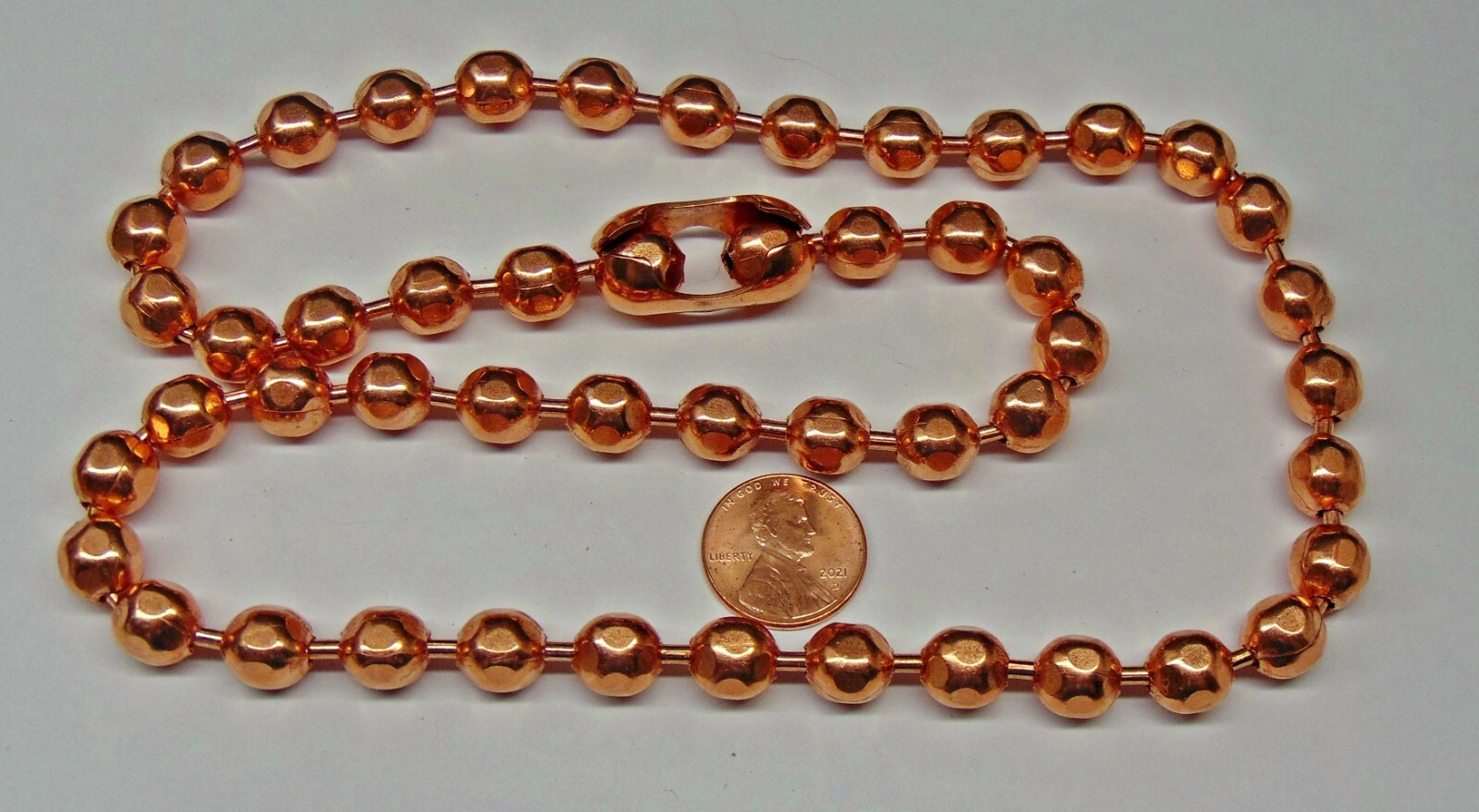 COPPER BALL CHAIN Necklace or Bracelet Statement Size 9.5mm Round + Faceted Bead