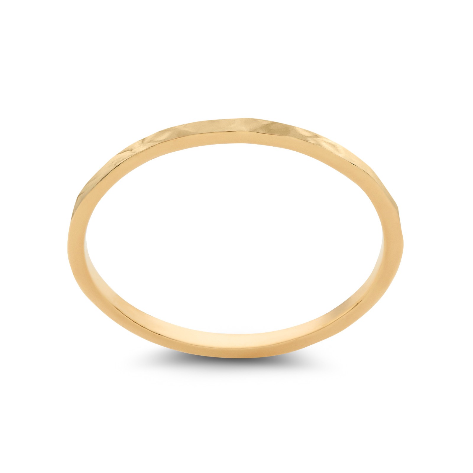 Solid 10K Yellow Gold Hammered Ring 1mm Size 1–15 Thin Gold Ring Midi Stack Band