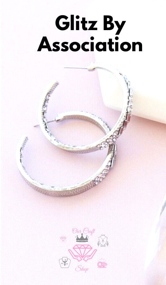 💎Paparazzi 💗 Glitz by Association 💗White Earrings on Silver 💎Fan Favorite