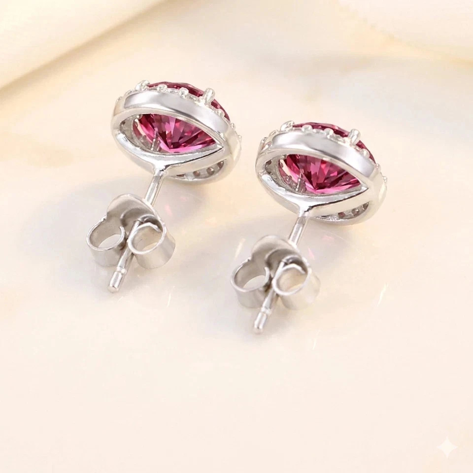 4Ct Certified Pink Diamond Solitaire Studs, Great Sparkle & Bling -Tariffs FREE