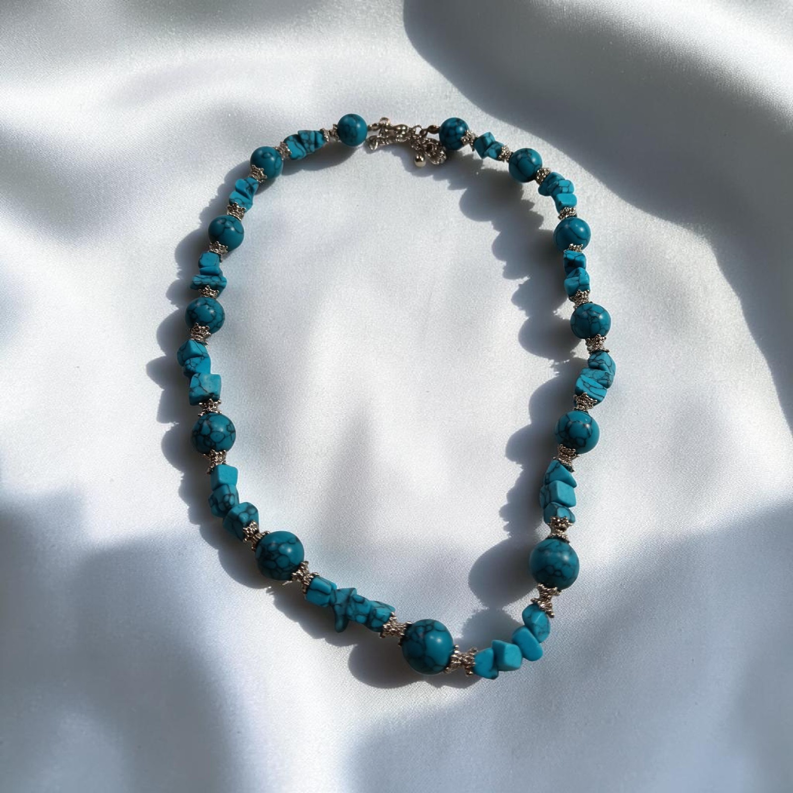 Blue Dyed Howlite Slivertone Necklace