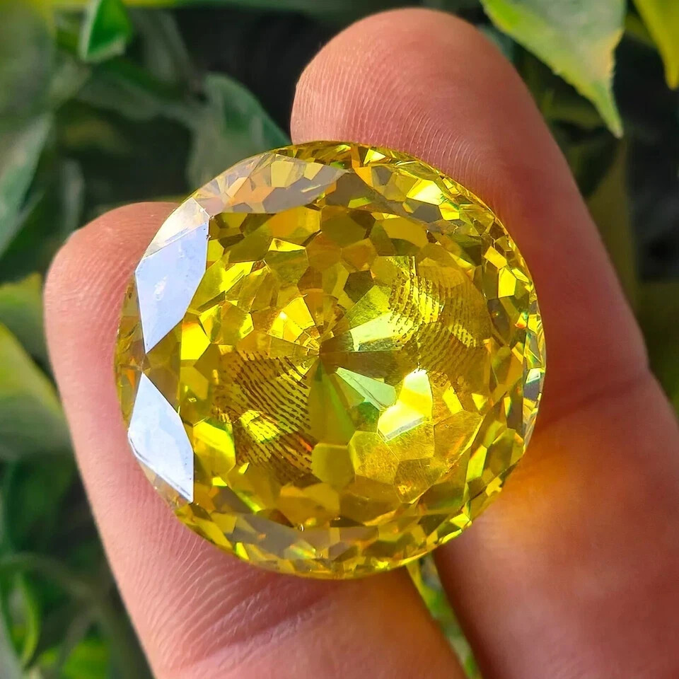 94.80 Ct+ Round Cut Natural Large Greenish Olive Zircon Certified Loose Gemstone