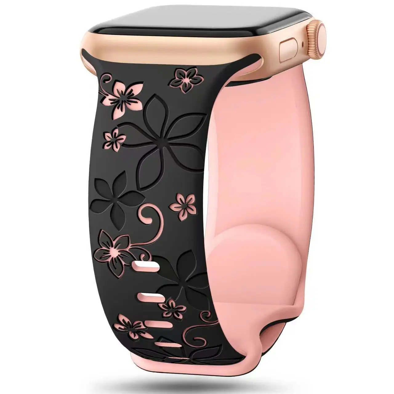 Engraved Floral Strap For Apple Watch Band 49mm 45mm 44mm 41mm Apple Watch strap