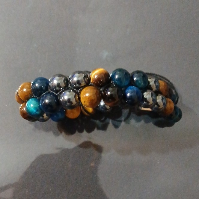 Multicolor Adjustable Beaded Cord Bracelet Round Stone Beads Slide Closure