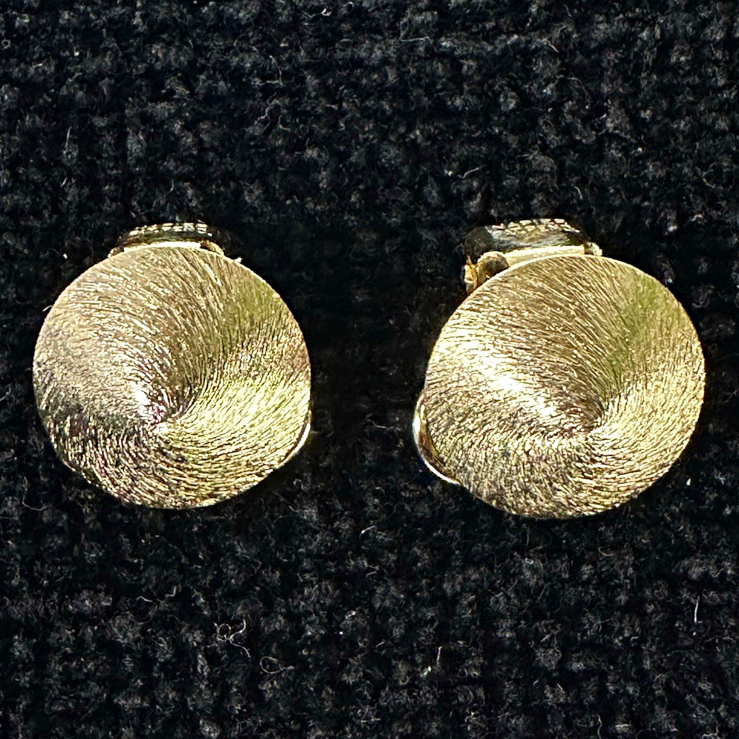 Vintage Napier Signed Clip-On Stud Earrings Round Domed Textured Disc