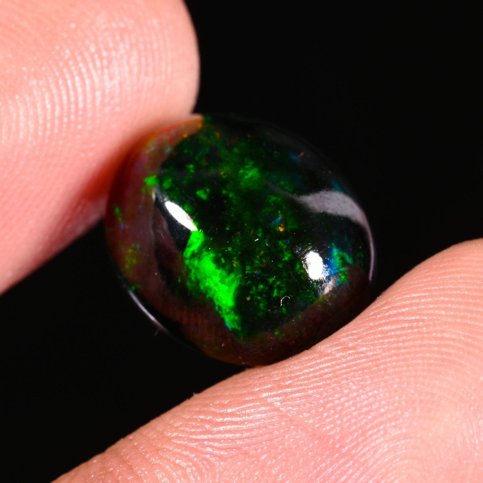 4.55 Ct Natural Ethiopian Multi Fire Black Opal Cabs Loose Gemstone 15x12x6 MM