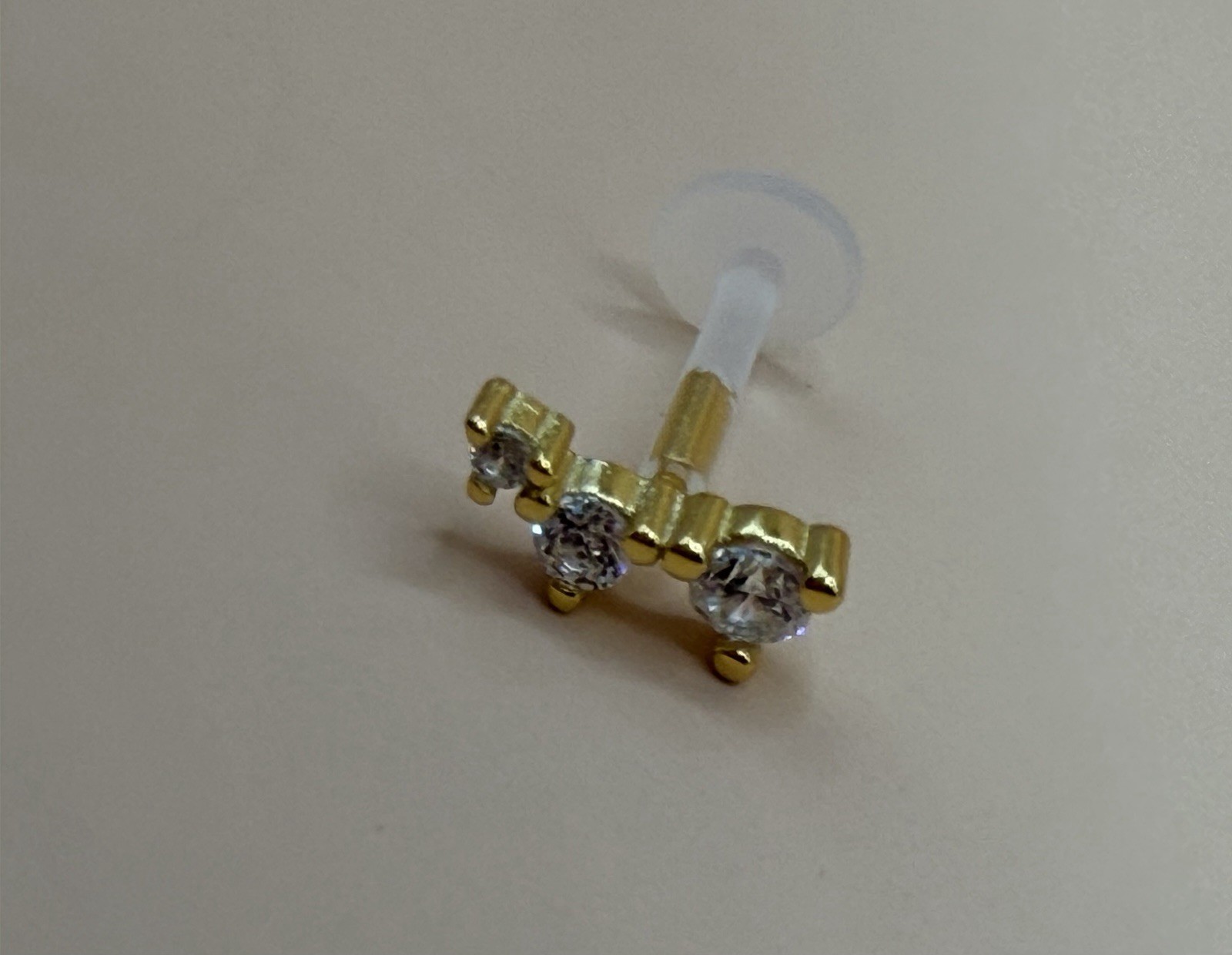 Sterling Silver 925 Cubic Zirconia Ear Threadless Flat Back Labret 16g 1.2mm