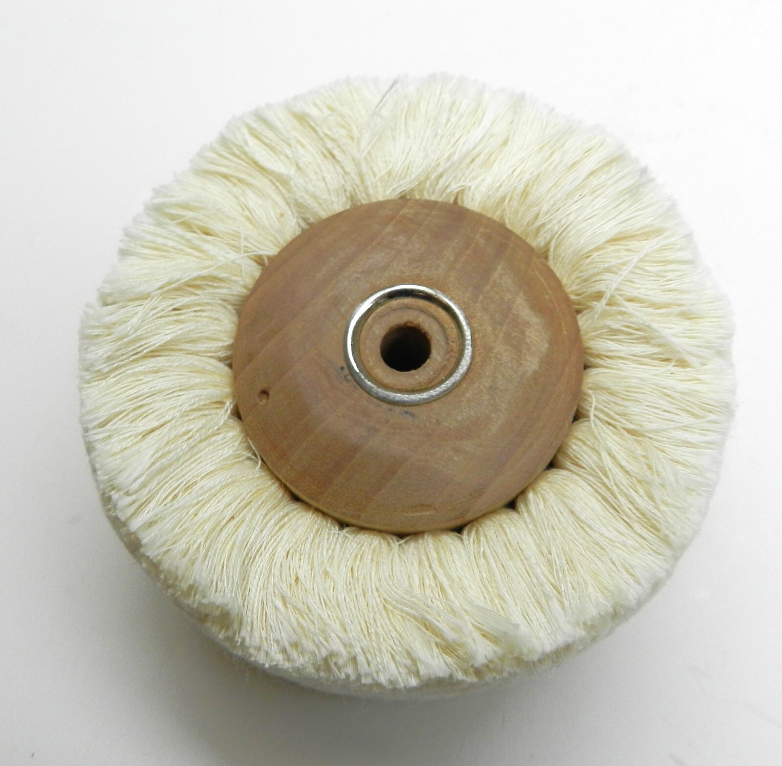 Cotton Yarn String Buff 3” Polishing Buff with Wood Hub 2” Wide Surface