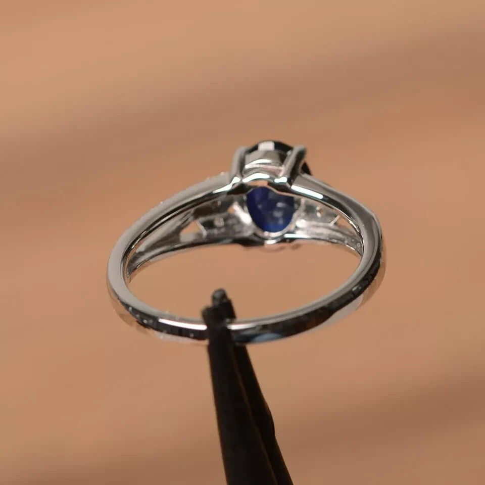 2Ct Oval Lab-Created Sapphire Solitaire Engagement Ring 14K White Gold Plated