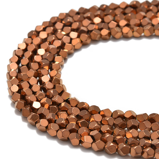 Copper Plated Hematite Faceted Nugget Beads 8mm 15.5″ Strand (8mm)