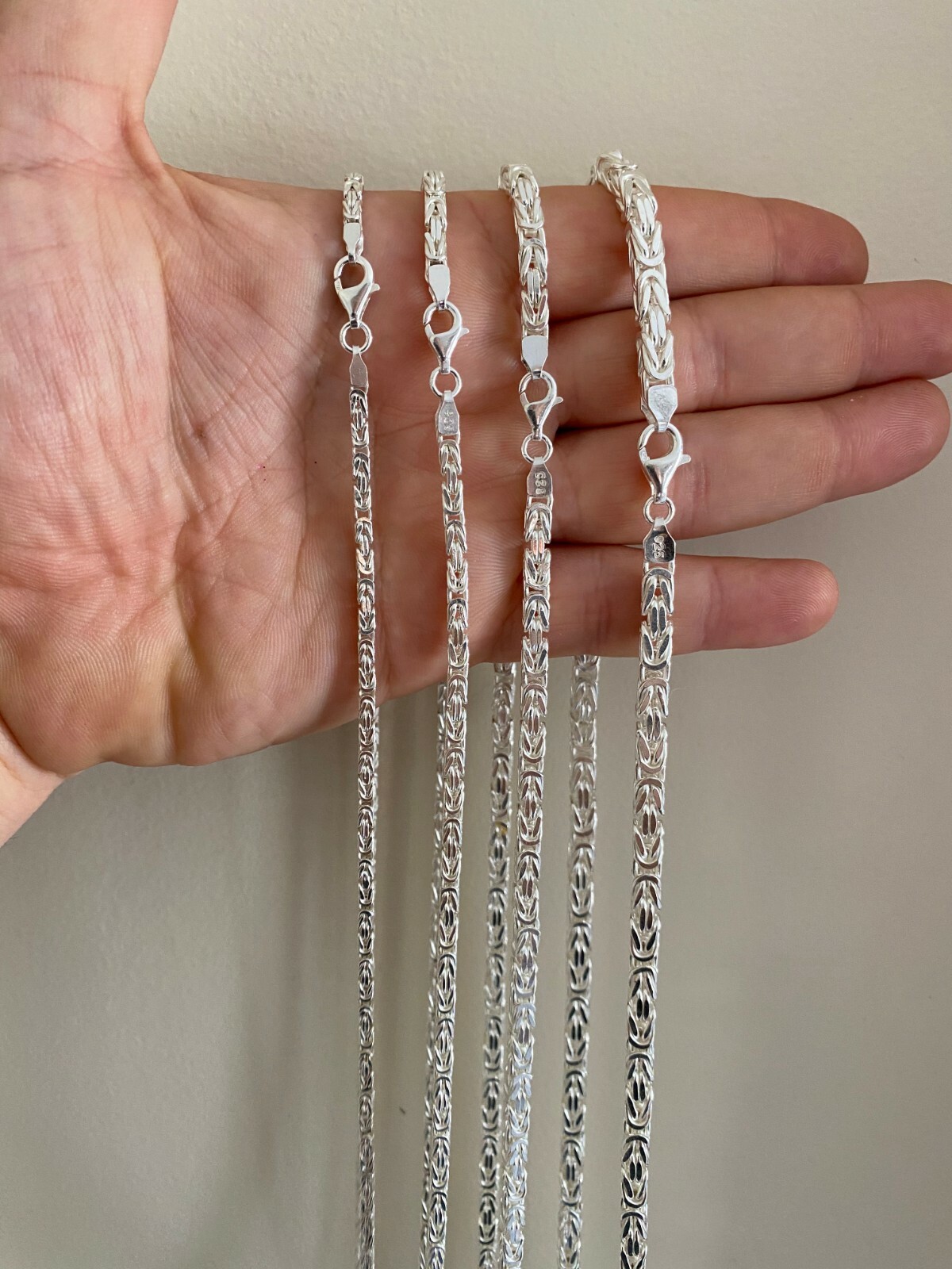 Real Solid 925 Sterling Silver Byzantine Rope Chain Mens Necklace 2.5-6mm 18-30″