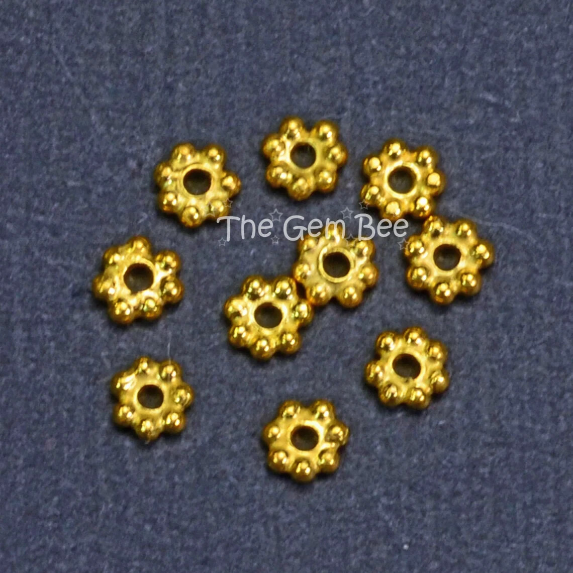 2.5mm 18k Solid Yellow Gold Daisy Spacer Findings (10)