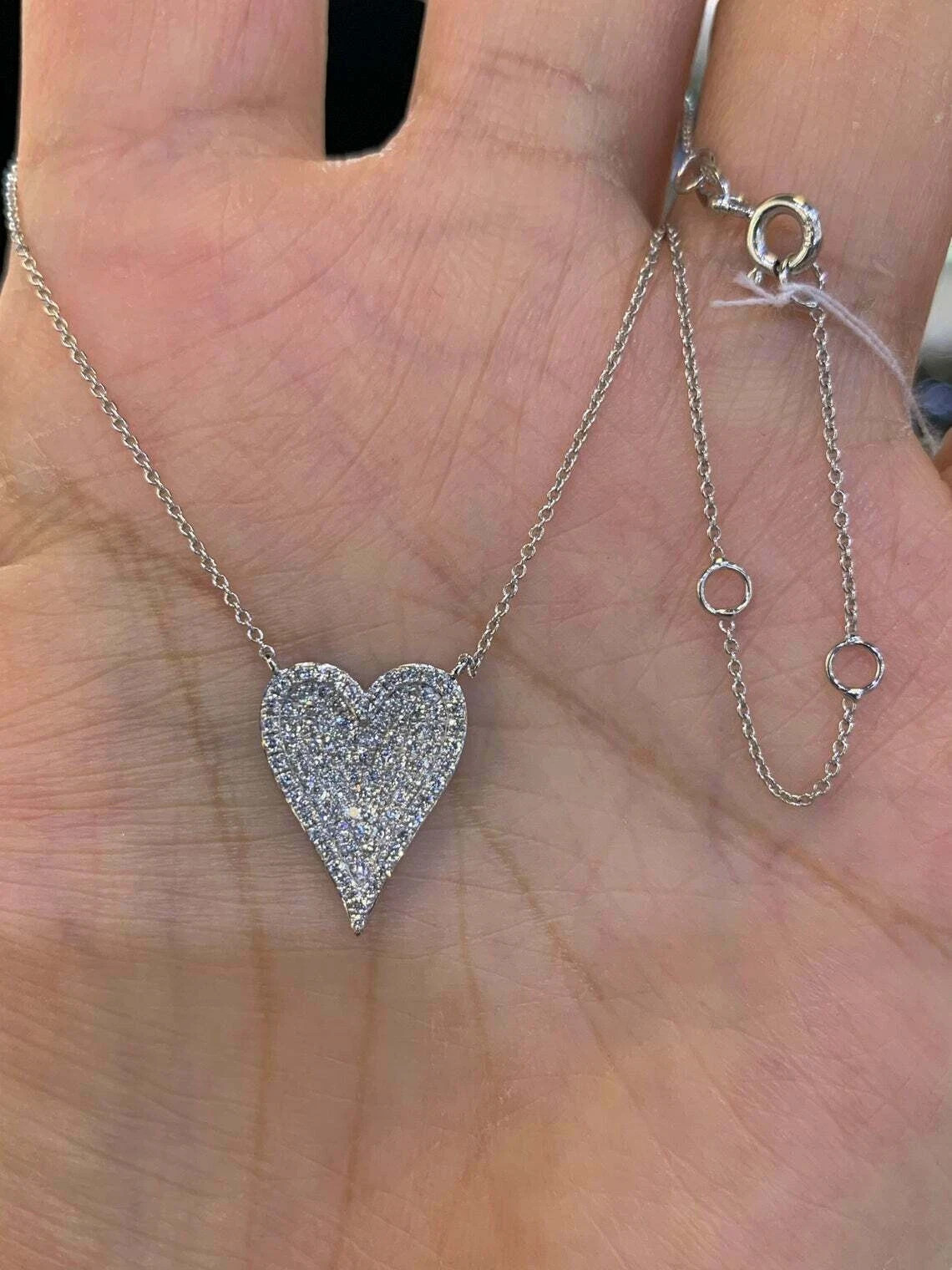 2Ct Round Cut Moissanite Heart Shape Pendant Real 10K White Gold Over Chain